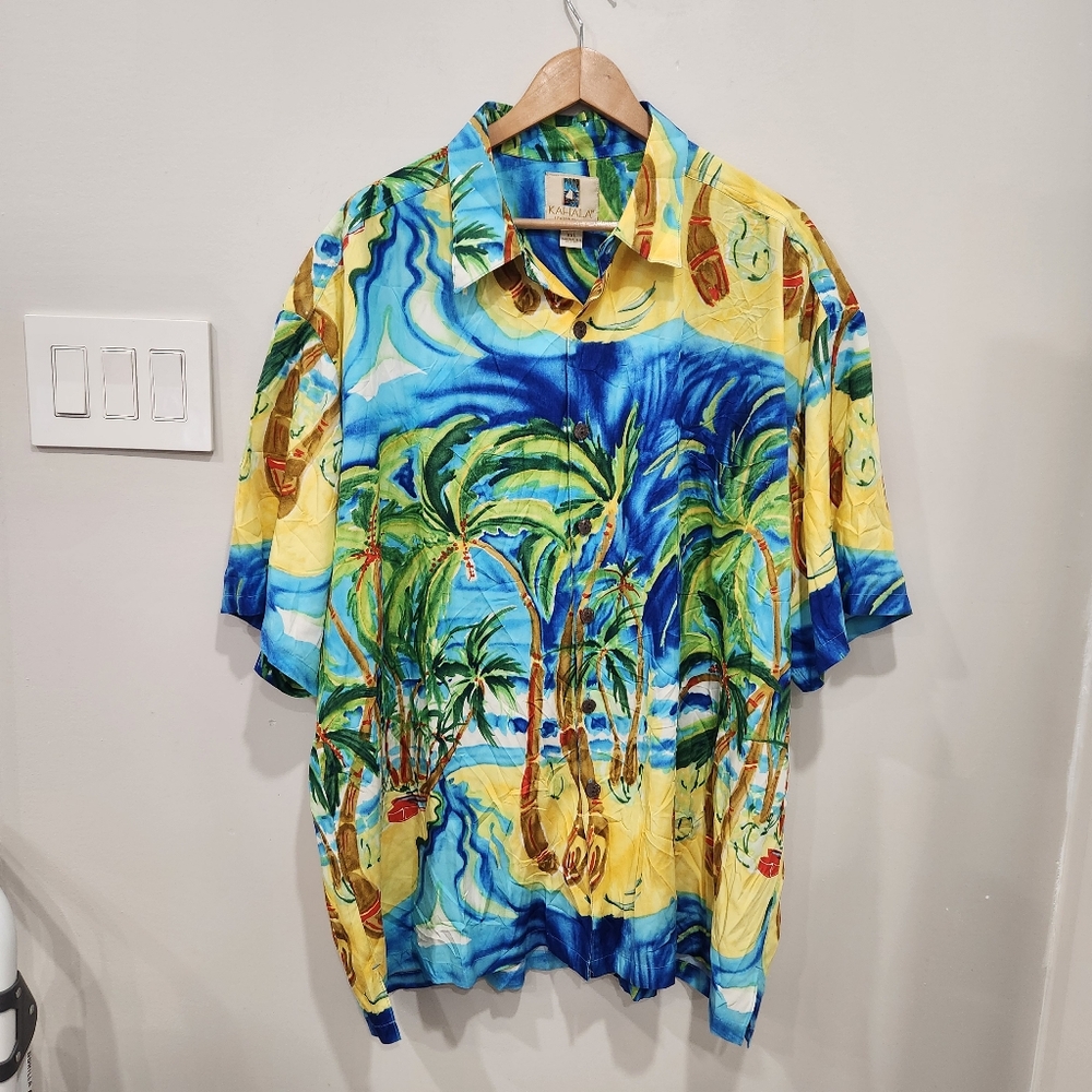 Kahala Men's XXL 100% Rayon Hawaiian Shirt Floral Tropical Hawaii USA Vintage